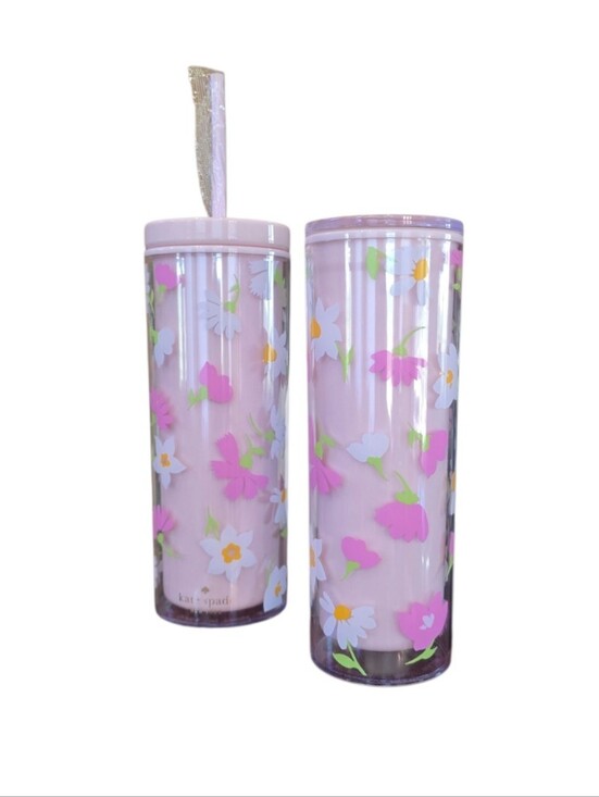 kate spade Other - Kate Spade Floral Waltz Pink Hot Cold Tumblers Set Of 2
